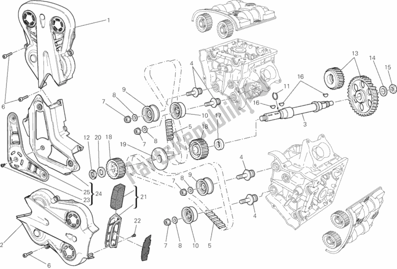 All parts for the Timing Belt of the Ducati Diavel Carbon 1200 2012